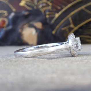 Modern Diamond Halo Wedfit Engagement Ring, 0.68ct