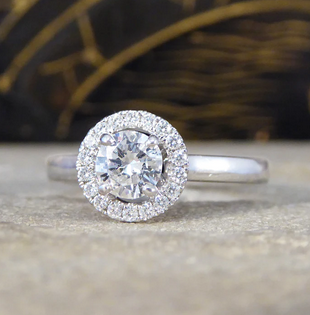 Modern Diamond Halo Wedfit Engagement Ring, 0.68ct