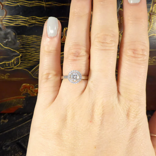 Modern Diamond Halo Wedfit Engagement Ring, 0.68ct