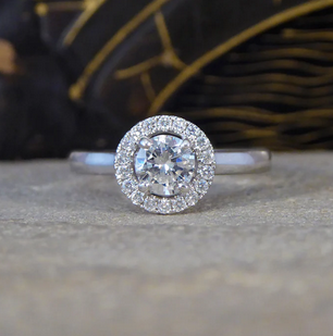 Modern Diamond Halo Wedfit Engagement Ring, 0.68ct