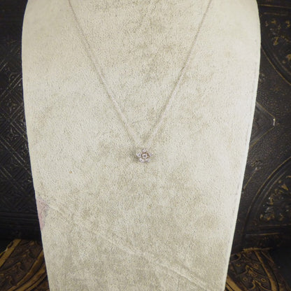 Modern Diamond Set Flower Pendant Necklace