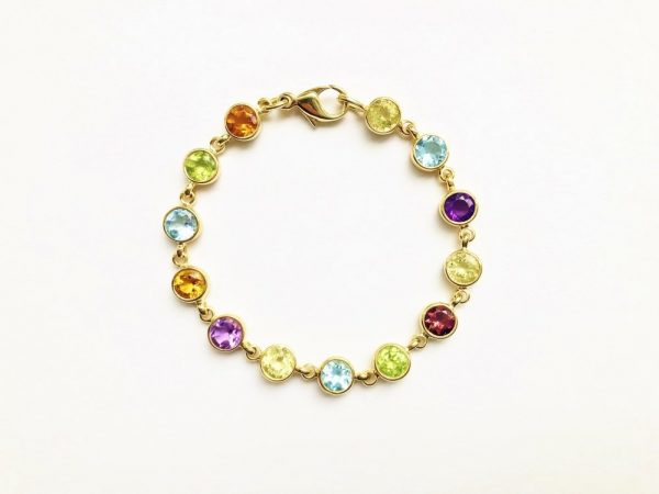 Modern Gemstone Set Gold Bracelet