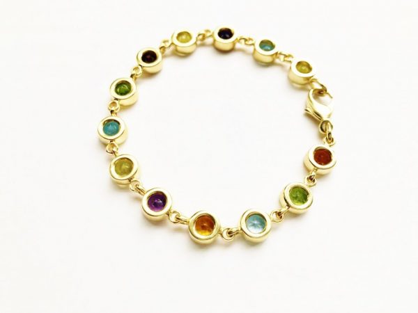 Modern Gemstone Set Gold Bracelet