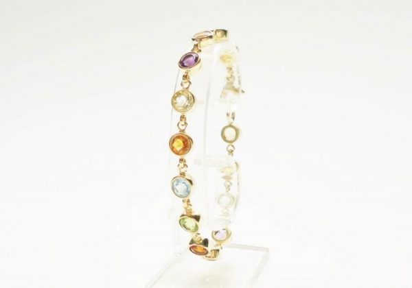 Modern Gemstone Set Gold Bracelet