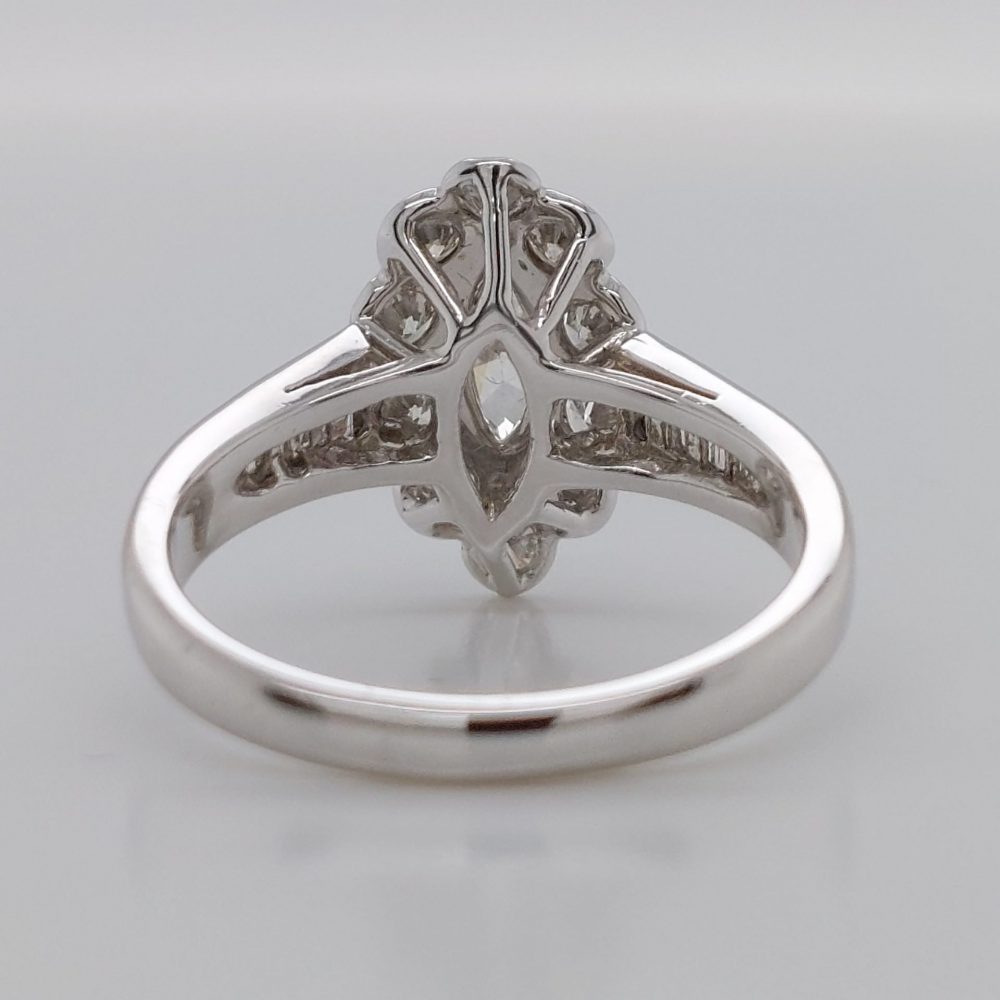Modern 1ct Marquise Cut Diamond Cluster Ring