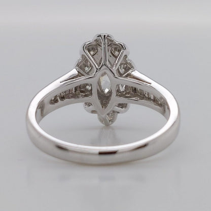 Modern 1ct Marquise Cut Diamond Cluster Ring