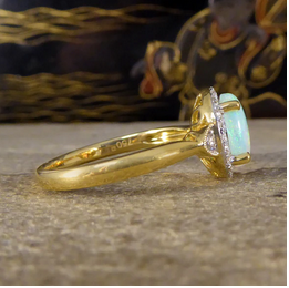 Modern Opal and Diamond Cluster Ring