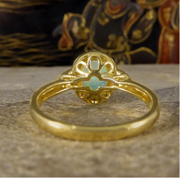 Modern Opal and Diamond Cluster Ring