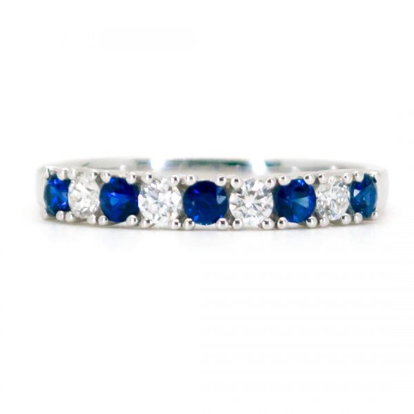 Modern Sapphire Diamond Half Eternity Ring