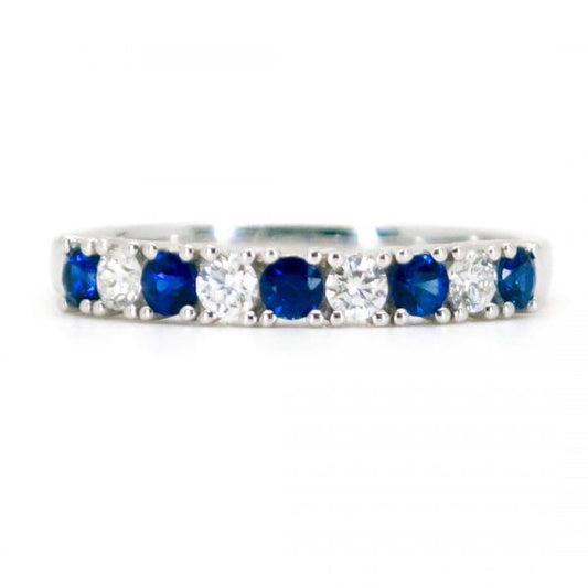 Modern Sapphire Diamond Half Eternity Ring