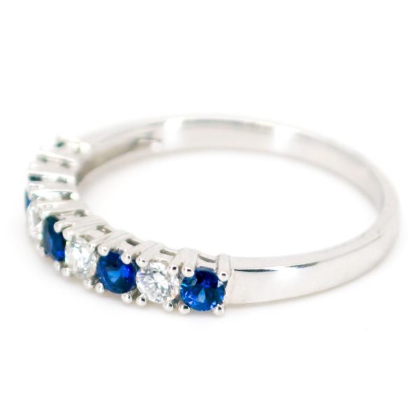 Modern Sapphire Diamond Half Eternity Ring