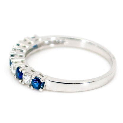 Modern Sapphire Diamond Half Eternity Ring