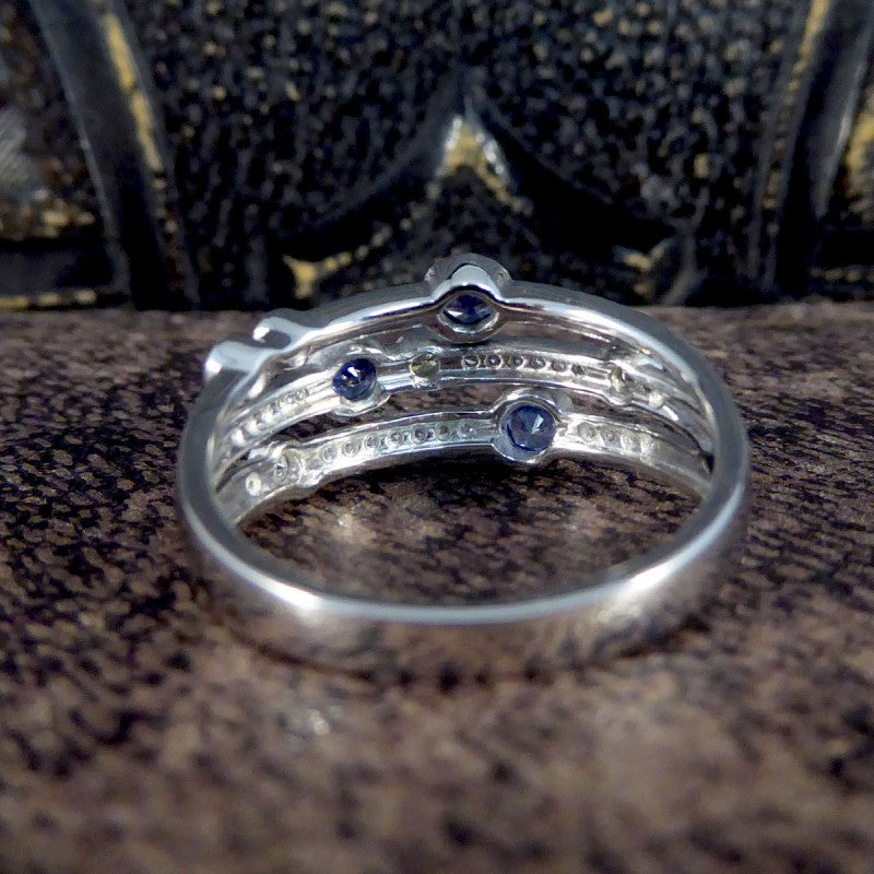 Modern Sapphire and Diamond Bubble Ring