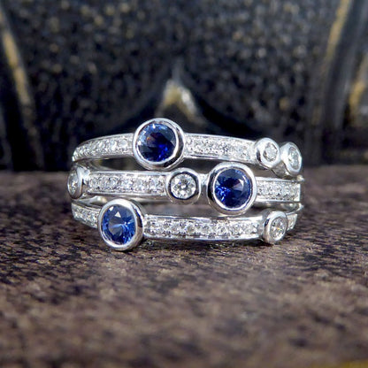 Modern Sapphire and Diamond Bubble Ring