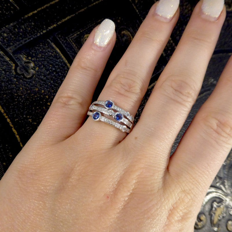 Modern Sapphire and Diamond Bubble Ring