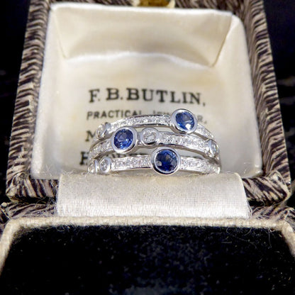 Modern Sapphire and Diamond Bubble Ring