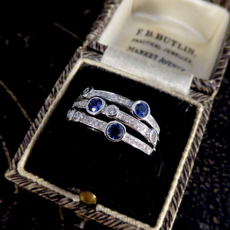 Modern Sapphire and Diamond Bubble Ring