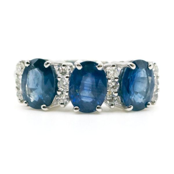 Modern Sapphire and Diamond Gold Ring