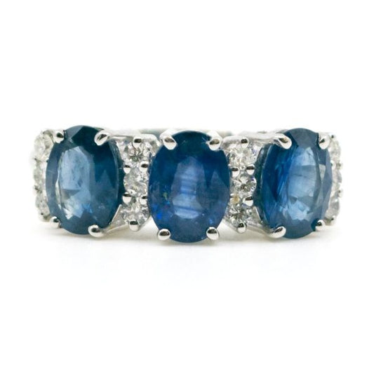 Modern Sapphire and Diamond Gold Ring