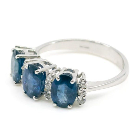 Modern Sapphire and Diamond Gold Ring