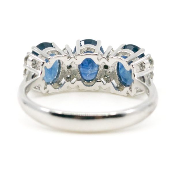 Modern Sapphire and Diamond Gold Ring