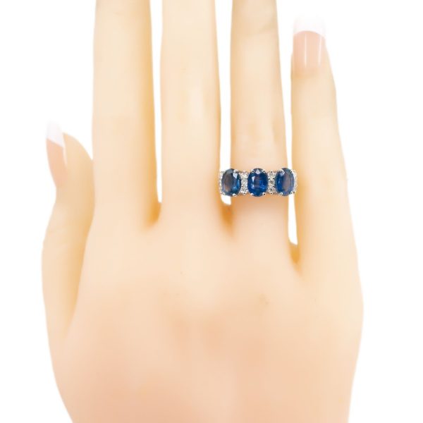 Modern Sapphire and Diamond Gold Ring