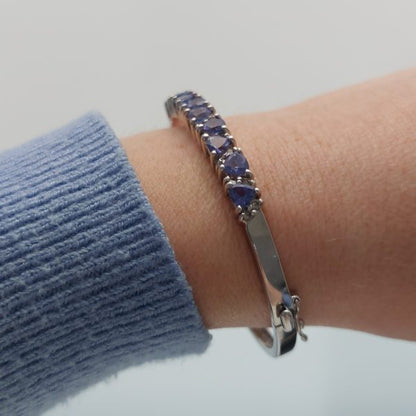 Modern 3.15ct Tanzanite and Diamond Bangle Bracelet