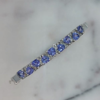 Modern 3.15ct Tanzanite and Diamond Bangle Bracelet