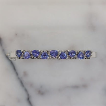 Modern 3.15ct Tanzanite and Diamond Bangle Bracelet