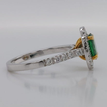 Modern Tsavorite Garnet and Diamond Cluster Ring