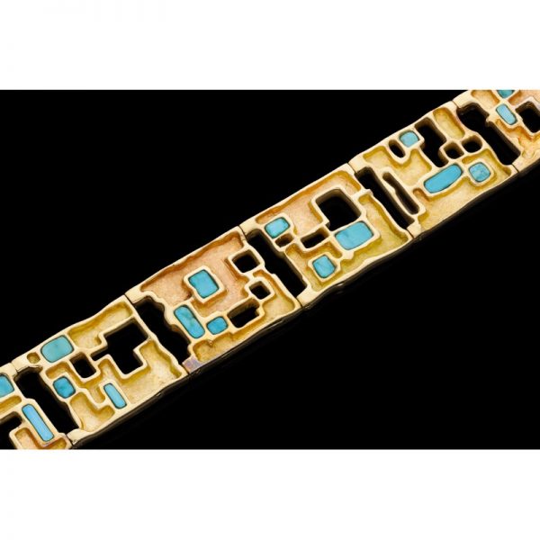 Modernist Turquoise and 18ct Gold Bracelet
