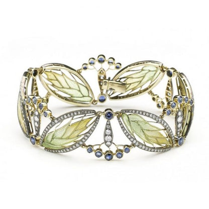 Moira Plique à Jour Enamel Sapphire Diamond Silver Gold Bracelet