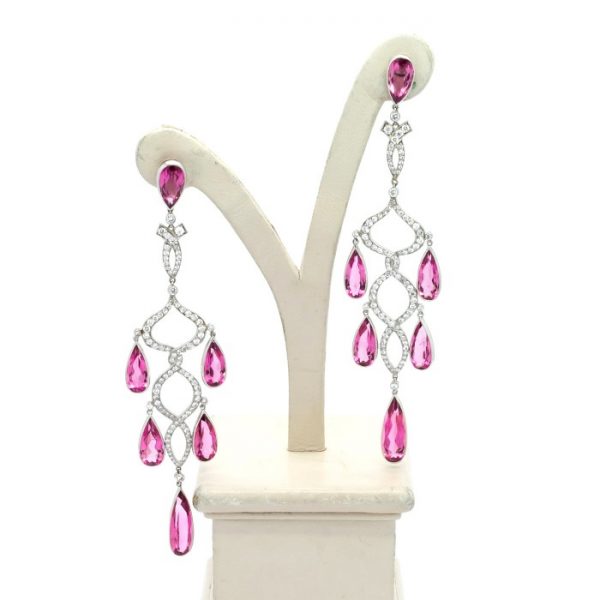 Morganite Diamond Chandelier Earrings