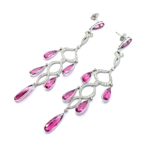 Morganite Diamond Chandelier Earrings