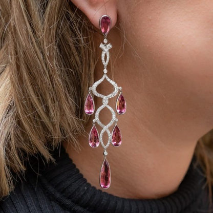 Morganite Diamond Chandelier Earrings