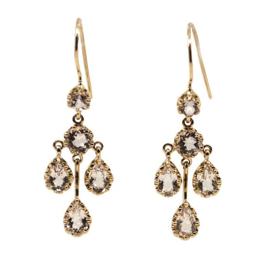 Morganite and Gold Drop Earrings