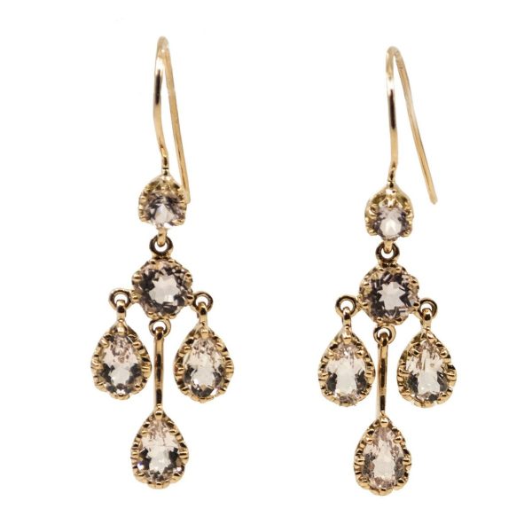 Morganite and Gold Drop Earrings