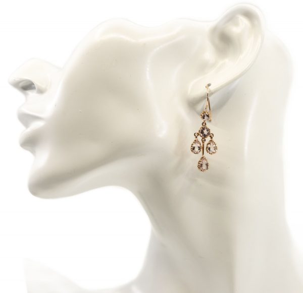 Morganite and Gold Drop Earrings