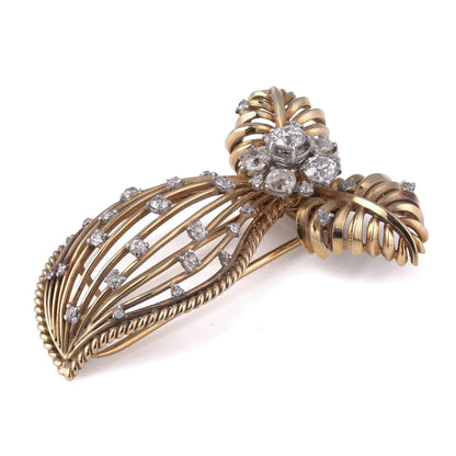 Art Deco Cartier Montres Diamond Bow Brooch, Circa 1930's
