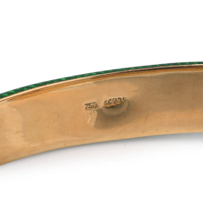 Vintage Green Enamel Snake Bracelet 18 Carat Gold Circa 1970's