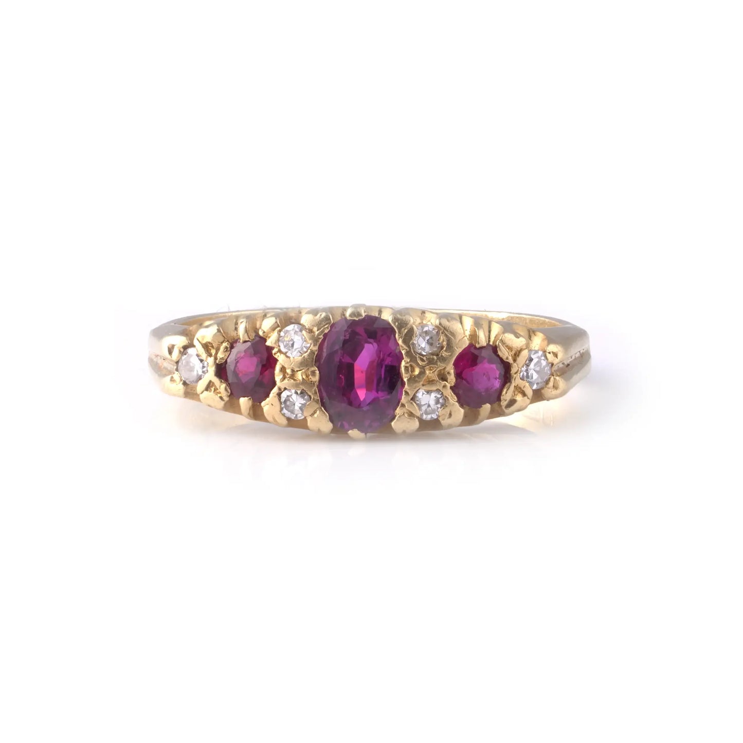 Vintage Ruby And Diamond Engagement Ring 18 Carat Gold London 1975