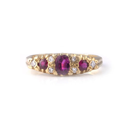 Vintage Ruby And Diamond Engagement Ring 18 Carat Gold London 1975