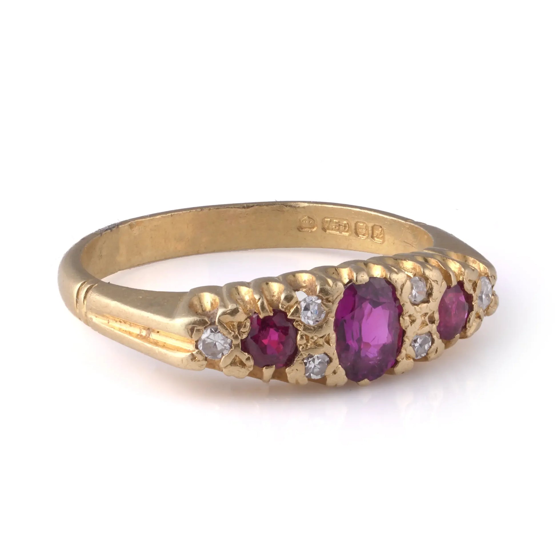 Vintage Ruby And Diamond Engagement Ring 18 Carat Gold London 1975