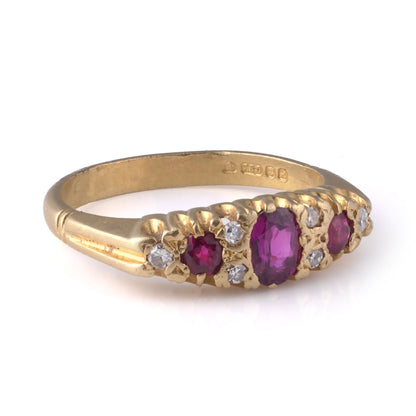 Vintage Ruby And Diamond Engagement Ring 18 Carat Gold London 1975
