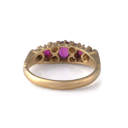 Vintage Ruby And Diamond Engagement Ring 18 Carat Gold London 1975