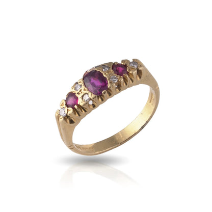 Vintage Ruby And Diamond Engagement Ring 18 Carat Gold London 1975