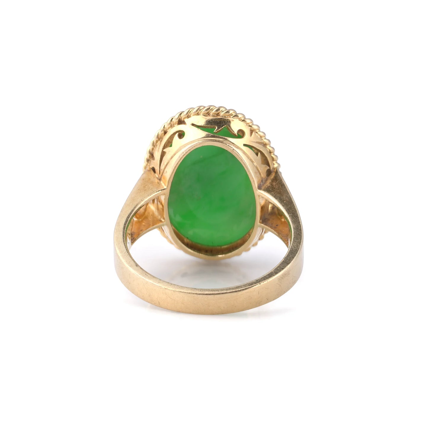 Vintage 18 Carat Gold Wah Hing Jade Cabochon Gold Ring (c.1990's)