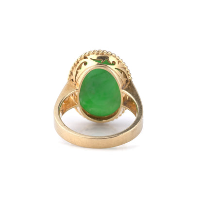 Vintage 18 Carat Gold Wah Hing Jade Cabochon Gold Ring (c.1990's)