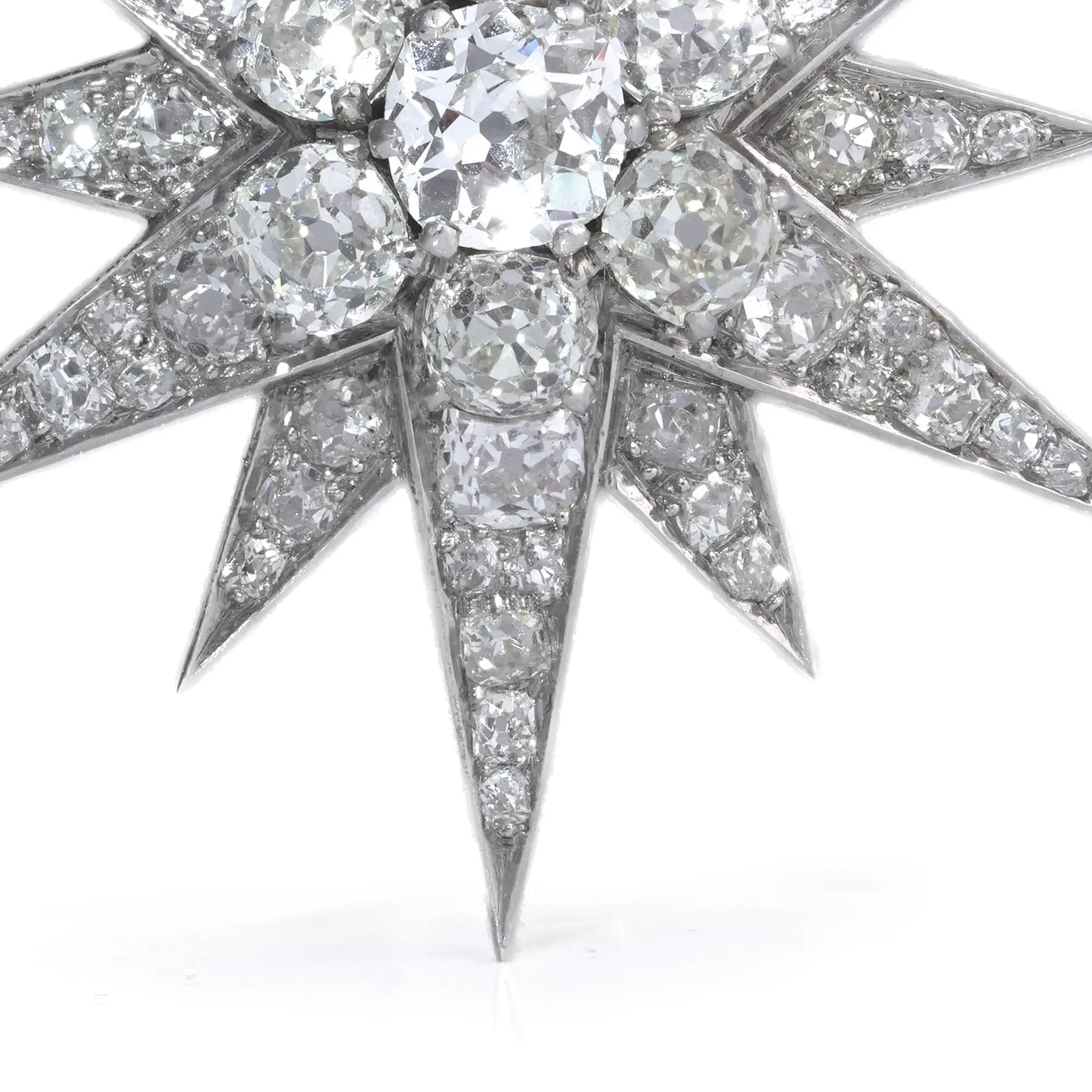 Victorian 9 Carat Gold And Silver Old Cut Diamond Star Brooch 5 CT's of Diamonds