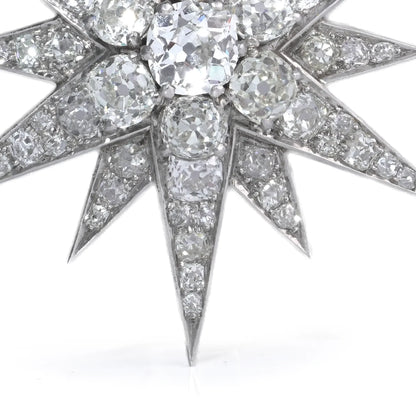 Victorian 9 Carat Gold And Silver Old Cut Diamond Star Brooch 5 CT's of Diamonds